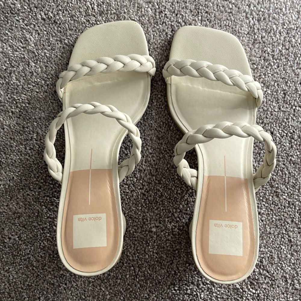 Dolce Vita white block heels- perfect for engagement/bridal festivities